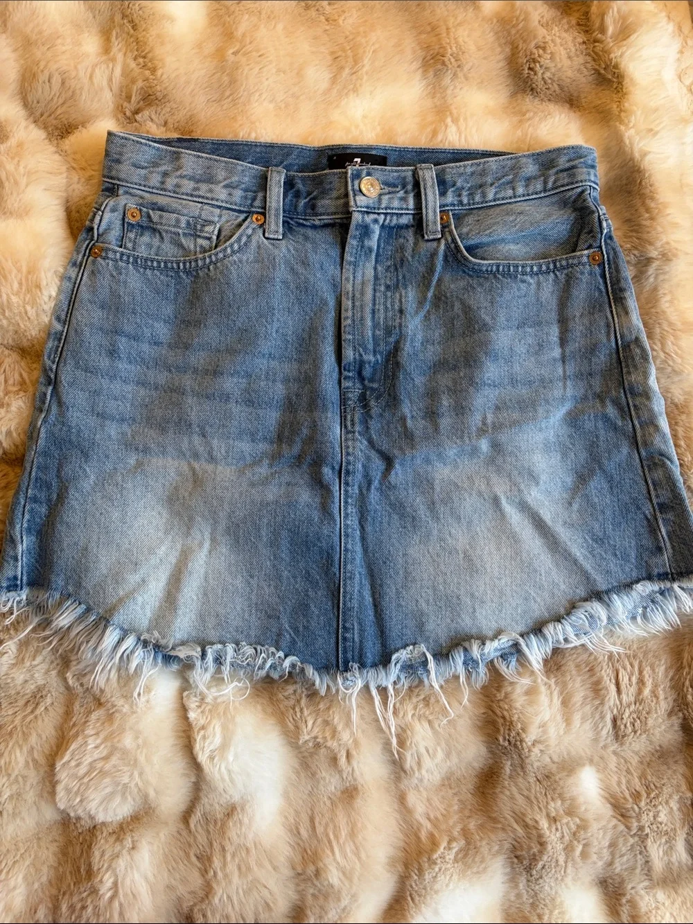 7 for all mankind denim mini skirt distressed hemline light wash size 29 - Picture 1 of 11
